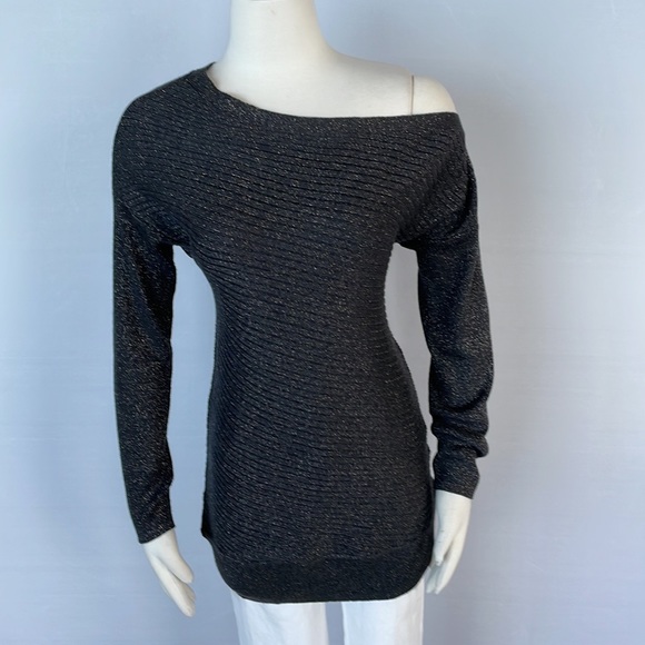 WHBM Lux Off Shoulder Tunic Sweater XSmall Gray - Picture 7 of 15